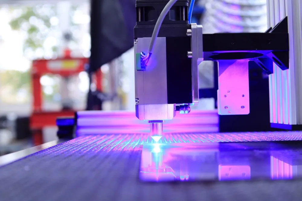 High Power Industrial Laser Engraver at 0.45 µm Wavelength