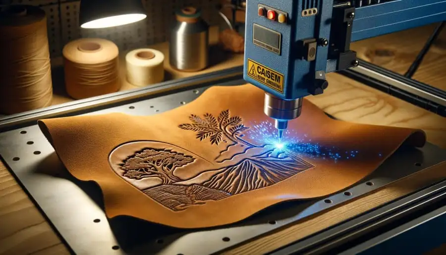 Blue Laser Engraver for Leather Engraving a Picture of Nature