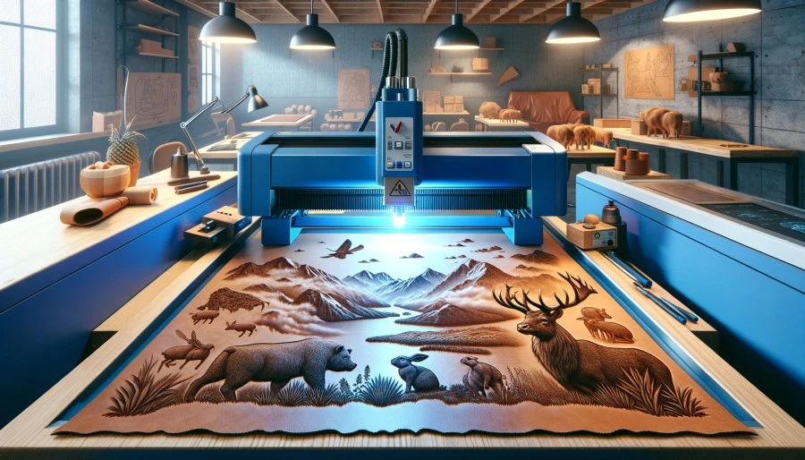 Blue Laser Leather Engraver in an Office