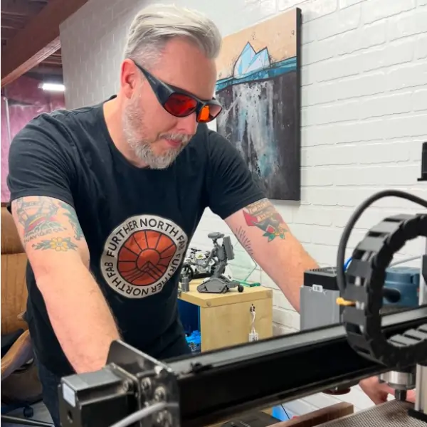 Kris Crawford working on his project