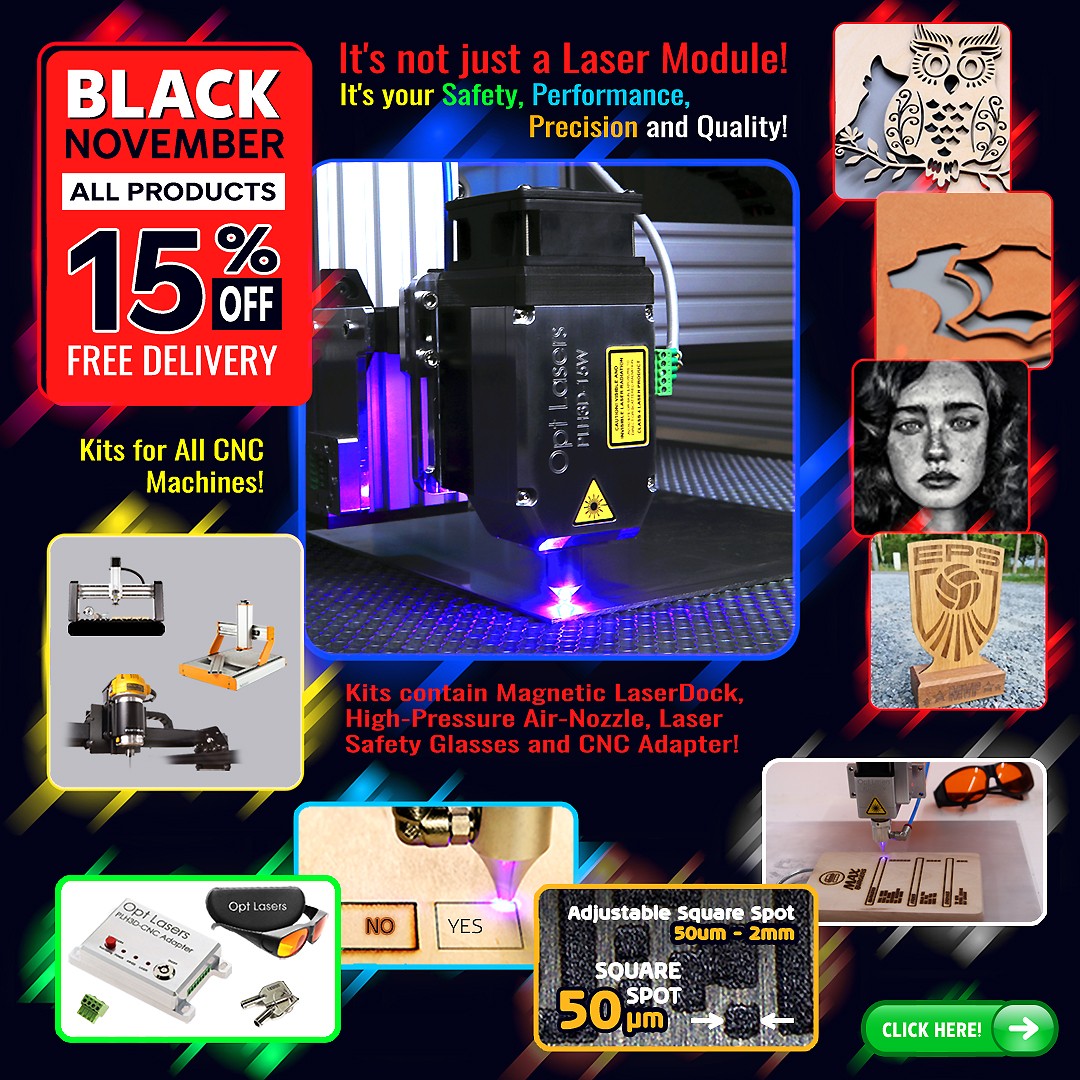 Opt Lasers Grav's Black November Discount Deals on Our Laser Engraver and Cutter Kits